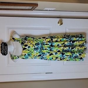 Maggie L Dress Sleeveless Floral Yellow Green Teal Black White